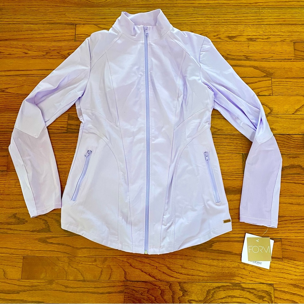 Cherokee Form Zip Front Mesh Scrub Warm Up Jacket Lavender Haze Women Small NWT
